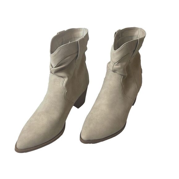 Time and Tru Ankle Heel Boots Women's Size 10 Ivory Slouch Synthetic Memory Foam - Picture 3 of 9